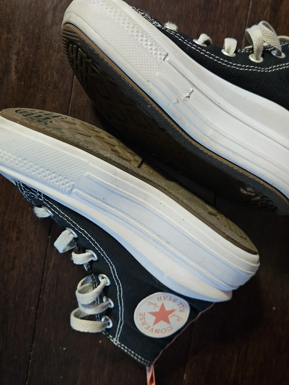Converse Kids Black High-Top Sneakers with White Sole and Red Star Patch